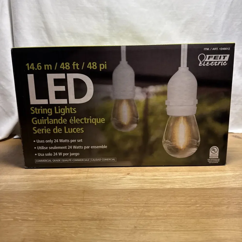 Feit Electric Outdoor Weatherproof LED String Light white, 14.6M / 48FT / 48 pi
